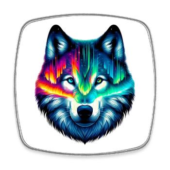 Loup - Magnet carré - blanc - Devant