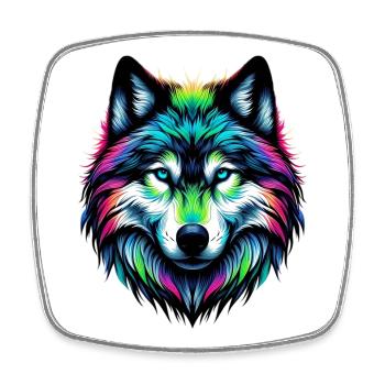 Wolf - Square fridge magnet - white - Front