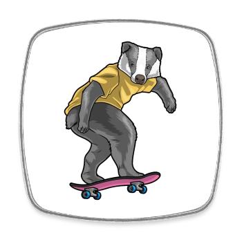 Dachs Skater Skateboard - Viereckiger Kühlschrankmagnet - Weiß - Vorne