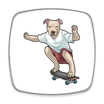 Pitbull Skater Skateboard - Square fridge magnet - white - Front