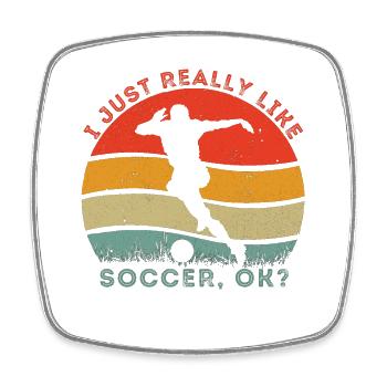 Soccer Enthusiast Retro Design - Square fridge magnet - white - Front