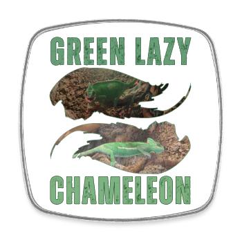 Green Lazy Chameleon T-Shirt Design - Square fridge magnet - white - Front