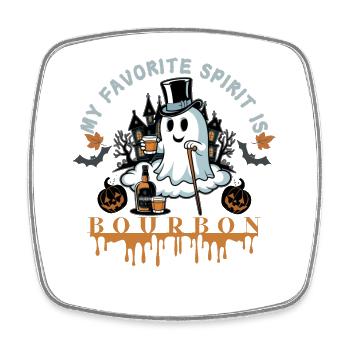 Ghost with Bourbon and Top Hat Halloween - Square fridge magnet - white - Front
