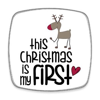 First Christmas - Viereckiger Kühlschrankmagnet - Weiß - Vorne
