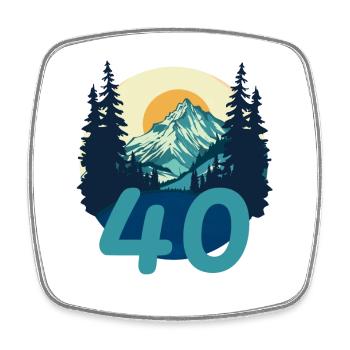 40 years in the mountains. Birthday Gift - Square fridge magnet - white - Front