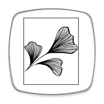 Abstract Ginkgo Leaf Line Art – Minimalist Botanic - Square fridge magnet - white - Front