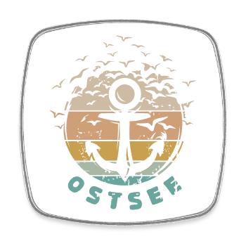 retro anchor Baltic Sea vintage sea seagulls icon logo - Square fridge magnet - white - Front