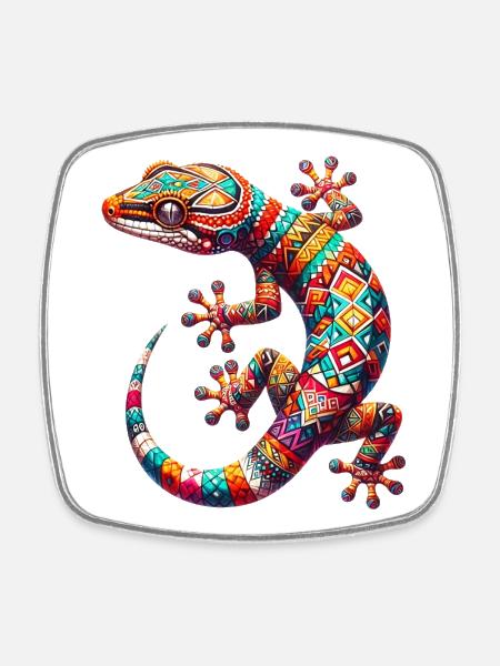 Gecko - Square fridge magnet - white