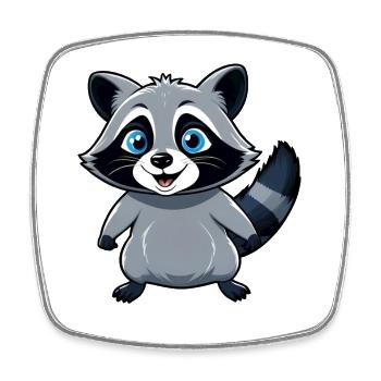Cute little raccoon with blue eyes - Square fridge magnet - white - Front