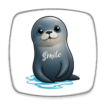 Cute seal - Square fridge magnet - white - Front