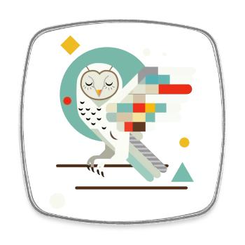 Geometric Owl – Modern Colorful Animal Illustration - Square fridge magnet - white - Front