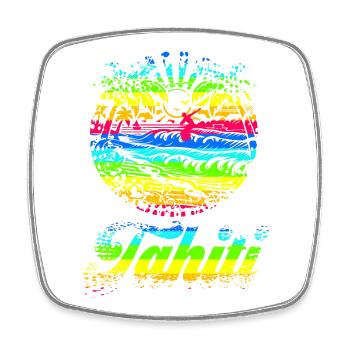 TAHITI SURF - Magnet carré - blanc - Devant