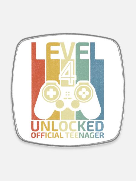 Level 4 Freigeschaltetes Hemd Video Gamer 4. Geburtstag - Viereckiger Kühlschrankmagnet - Weiß
