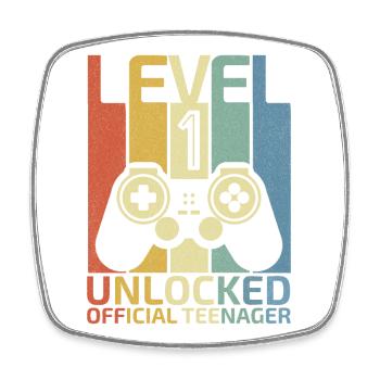 Level 1 Entsperrtes Shirt Video Gamer 1. Geburtstag - Viereckiger Kühlschrankmagnet - Weiß - Vorne
