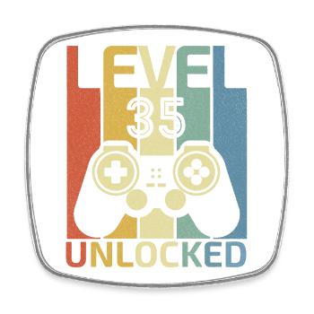 Level 35 Unlocked Shirt Video Gamer 35Th Birthday - Square fridge magnet - white - Front