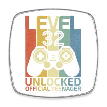 Level 32 Freigeschaltetes Hemd Video Gamer 32. Geburtstag - Viereckiger Kühlschrankmagnet - Weiß - Vorne