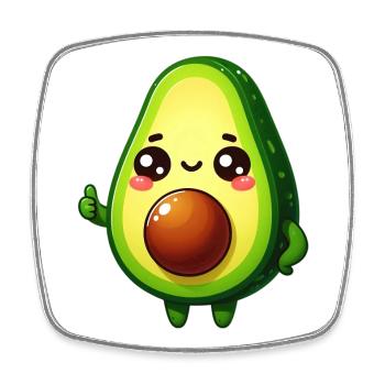 Avocat - Magnet carré - blanc - Devant