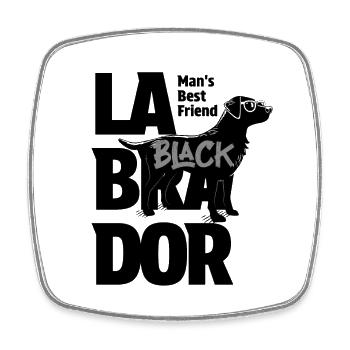 Black Brush Schrift mit Labrador Silhouetten - Viereckiger Kühlschrankmagnet - Weiß - Vorne