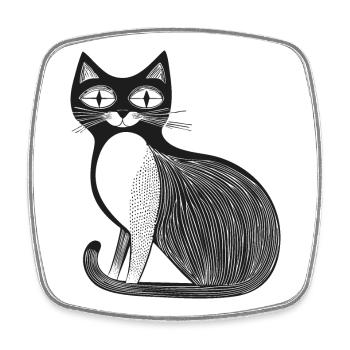 Katze - Viereckiger Kühlschrankmagnet - Weiß - Vorne