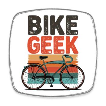 Bike Geek Retro Vibes - Viereckiger Kühlschrankmagnet - Weiß - Vorne