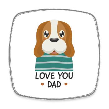 Hund - Hab dich lieb Papa - Viereckiger Kühlschrankmagnet - Weiß - Vorne