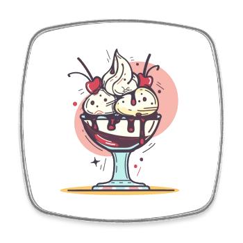 Eiscreme Grafik - Viereckiger Kühlschrankmagnet - Weiß - Vorne