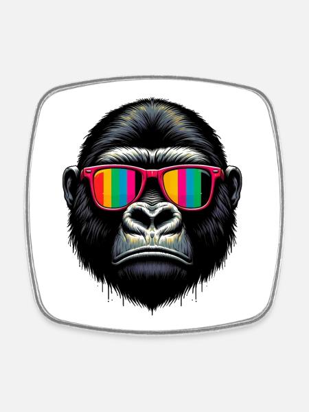 Gorilla - Square fridge magnet - white