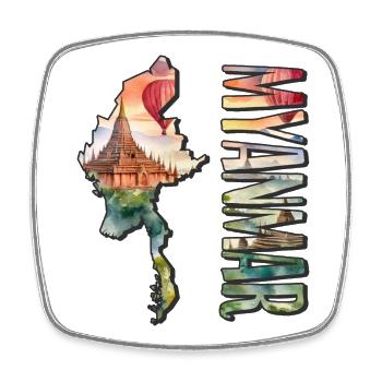 Aquarell Landkarte Myanmar - Viereckiger Kühlschrankmagnet - Weiß - Vorne