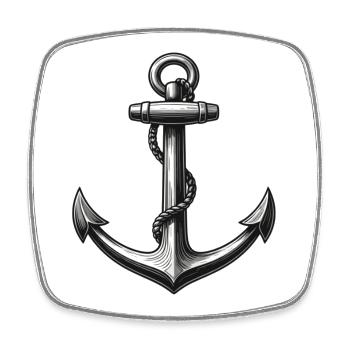 Ancre classique en noir et blanc - Magnet carré - blanc - Devant