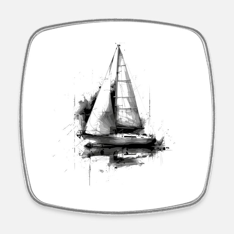 Segelboot - Viereckiger Kühlschrankmagnet - Weiß