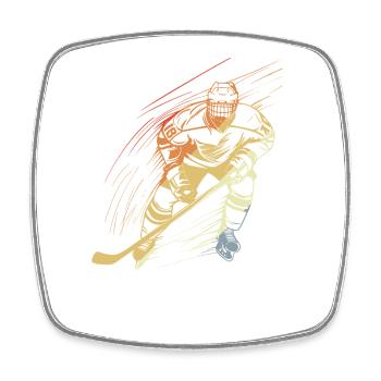 Eishockeyspieler Vintage Look - Viereckiger Kühlschrankmagnet - Weiß - Vorne
