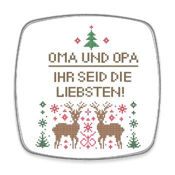 Oma und Opa ihr seid die Liebsten - Viereckiger Kühlschrankmagnet - Weiß - Vorne