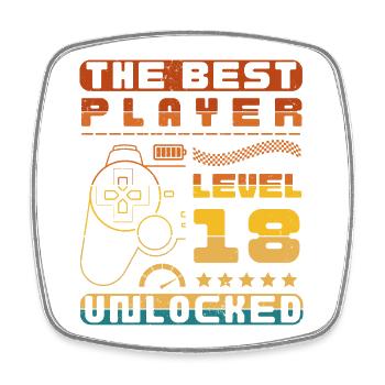 THE BEST PLAYER LEVEL 18 UNLOCKED - Square fridge magnet - white - Front