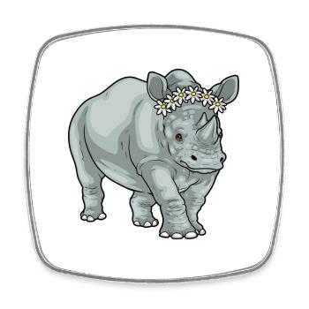 Nashorn Gänseblümchen  - Viereckiger Kühlschrankmagnet - Weiß - Vorne