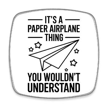 Avion en papier disant blague Avion en papier cadeau - Magnet carré - blanc - Devant