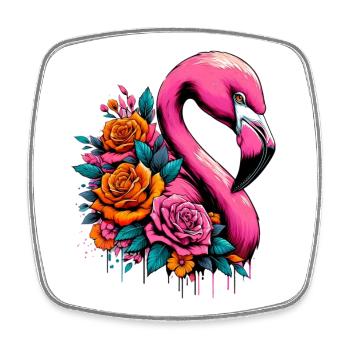 Flamingo - Viereckiger Kühlschrankmagnet - Weiß - Vorne
