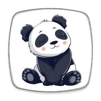 Cute Panda Cartoon Illustration - Square fridge magnet - white - Front