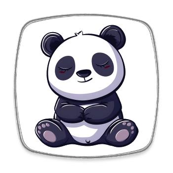 Niedliche Panda Cartoon Illustration - Viereckiger Kühlschrankmagnet - Weiß - Vorne