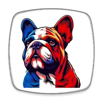 Bouledogue français Chien - Magnet carré - blanc - Devant