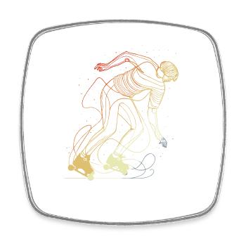 Retro Roller Skater - Viereckiger Kühlschrankmagnet - Weiß - Vorne