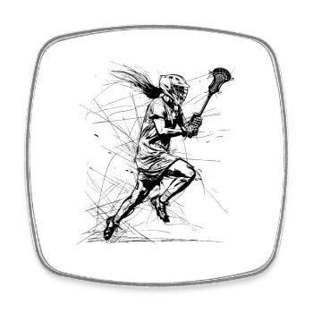 Lacrosse Girl Drawing - Square fridge magnet - white - Front