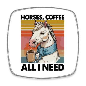 Lustiges Pferd Kunst Pferdebesitzer Pferde Kaffee - Viereckiger Kühlschrankmagnet - Weiß - Vorne
