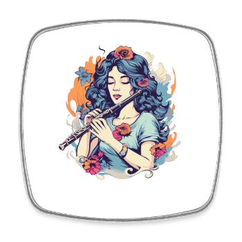 Flute Girl Graphic - Square fridge magnet - white - Front