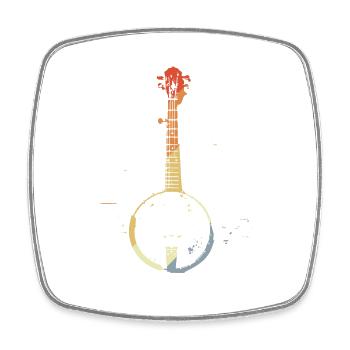 Retro Banjo Graphic - Square fridge magnet - white - Front