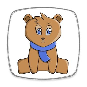 Ours en peluche portant une écharpe bleue - Magnet carré - blanc - Devant