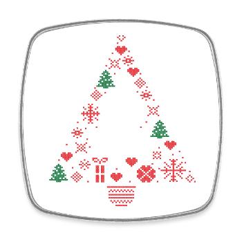 Christmas Tree, Family - Square fridge magnet - white - Front