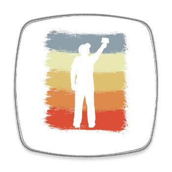 Painter Retro Look - Square fridge magnet - white - Front