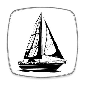 Segelboot Skizze - Viereckiger Kühlschrankmagnet - Weiß - Vorne