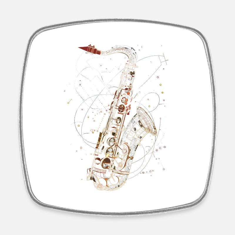 Saxophone Line Art - Square fridge magnet - white