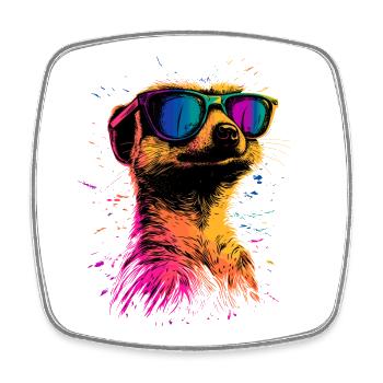 Lunettes de soleil suricate coloré mignon suricate - Magnet carré - blanc - Devant